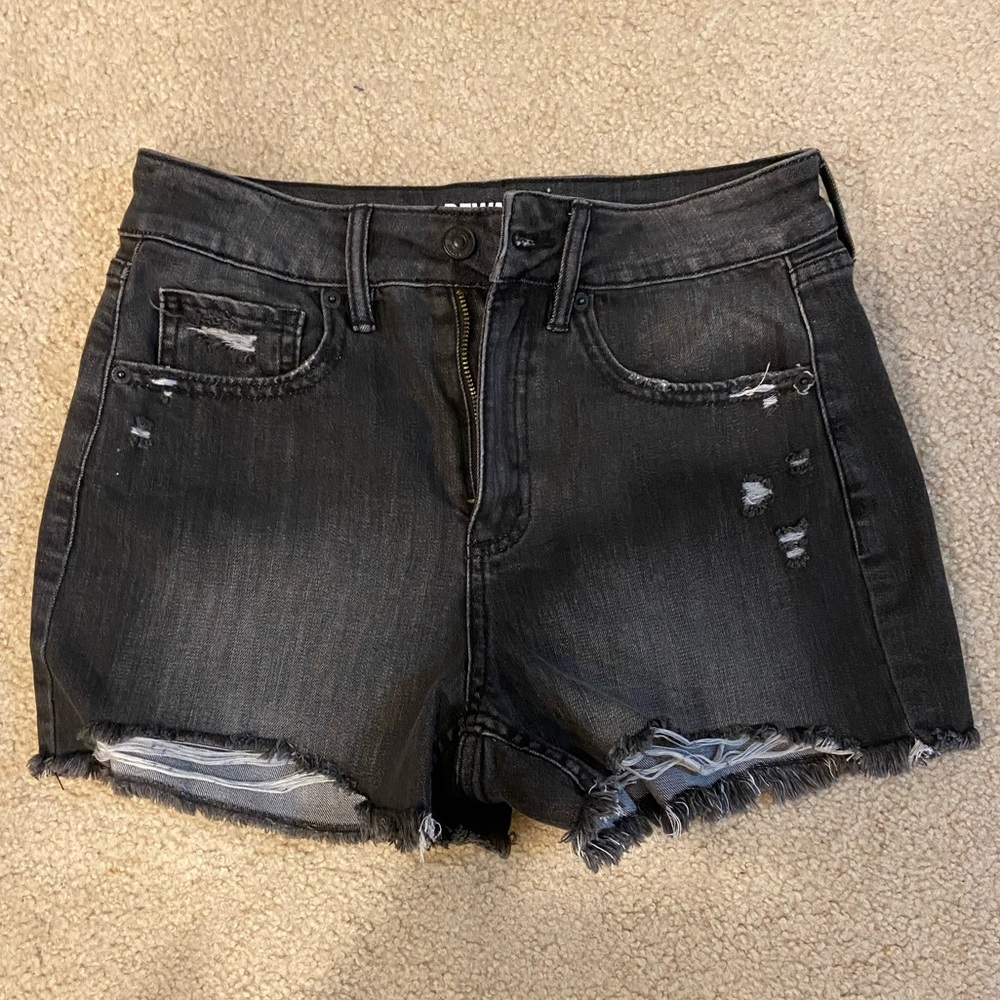 High Waisted Black Jean Shorts